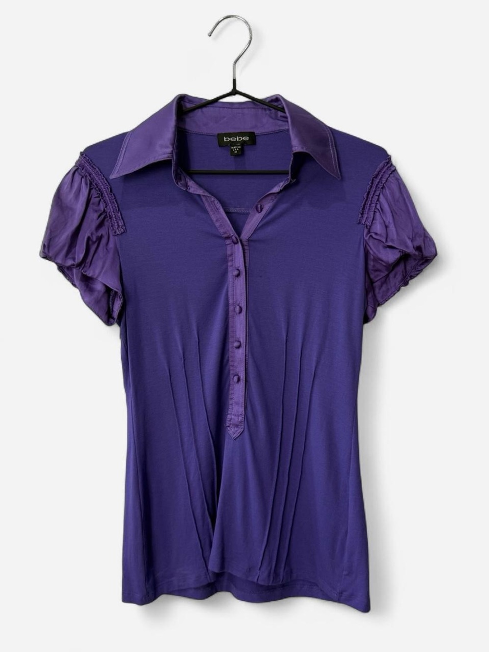 Y2K silk baby doll pleated coquette silk Purple Bebe blouse